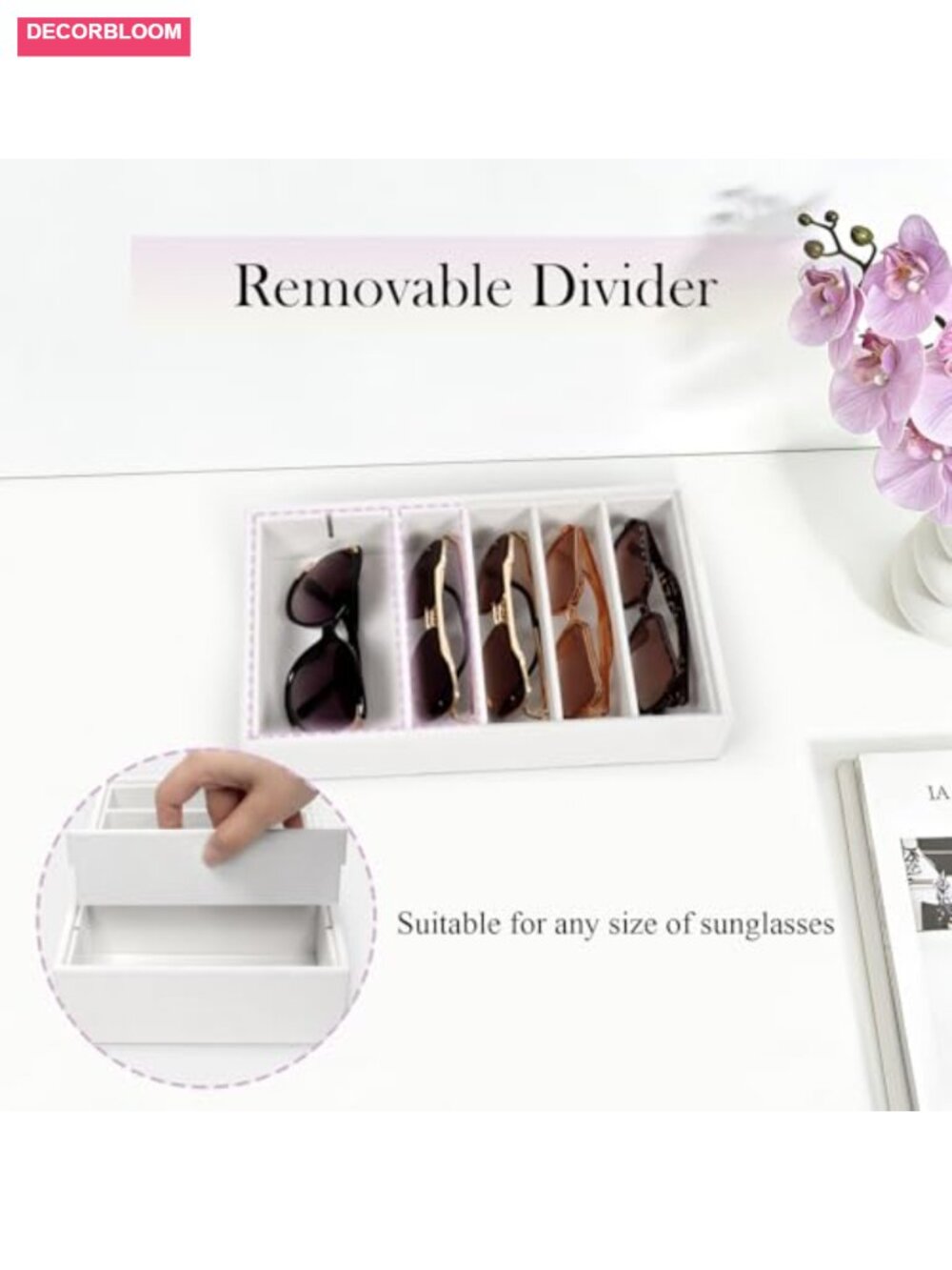 Velvet Sunglass Organizer Tray Stackable Glasses Case 6 Compartments Drawer - Picture 3 of 6